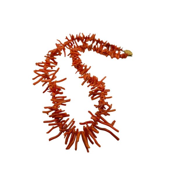 Vintage Branch Coral Necklace with Fancy Flower Clasp (A7647) - Picture 1 of 4